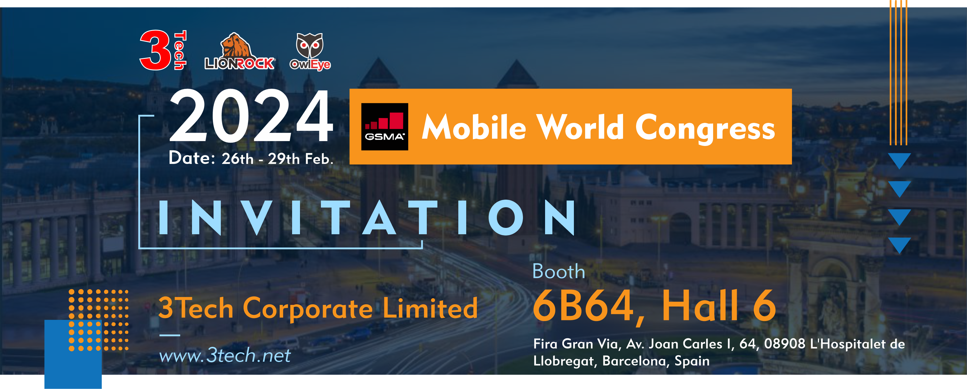 Come back to exhibit at MWC2024 and see you in Barcelona!,Exhibition,NEWS,3TECH